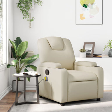 Massagestoel van kunstleer in crèmekleur