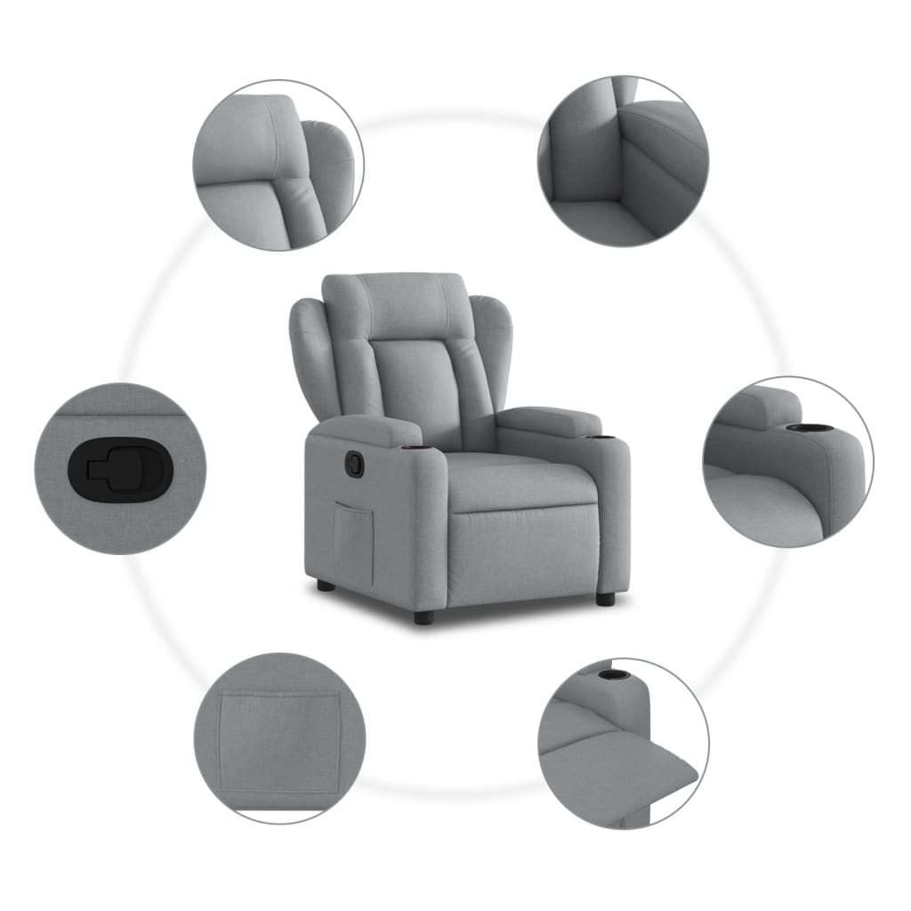 Relaxfauteuil lichtgrijze stof