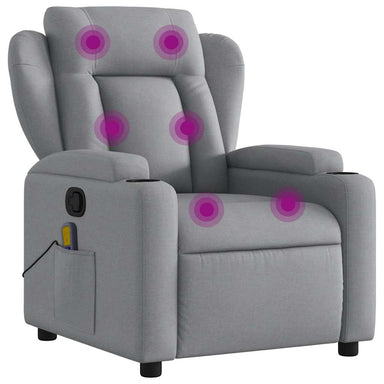 Massagestoel met lichtgrijze stof