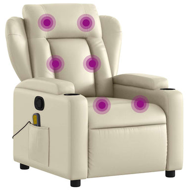 Massagestoel van kunstleer in crèmekleur