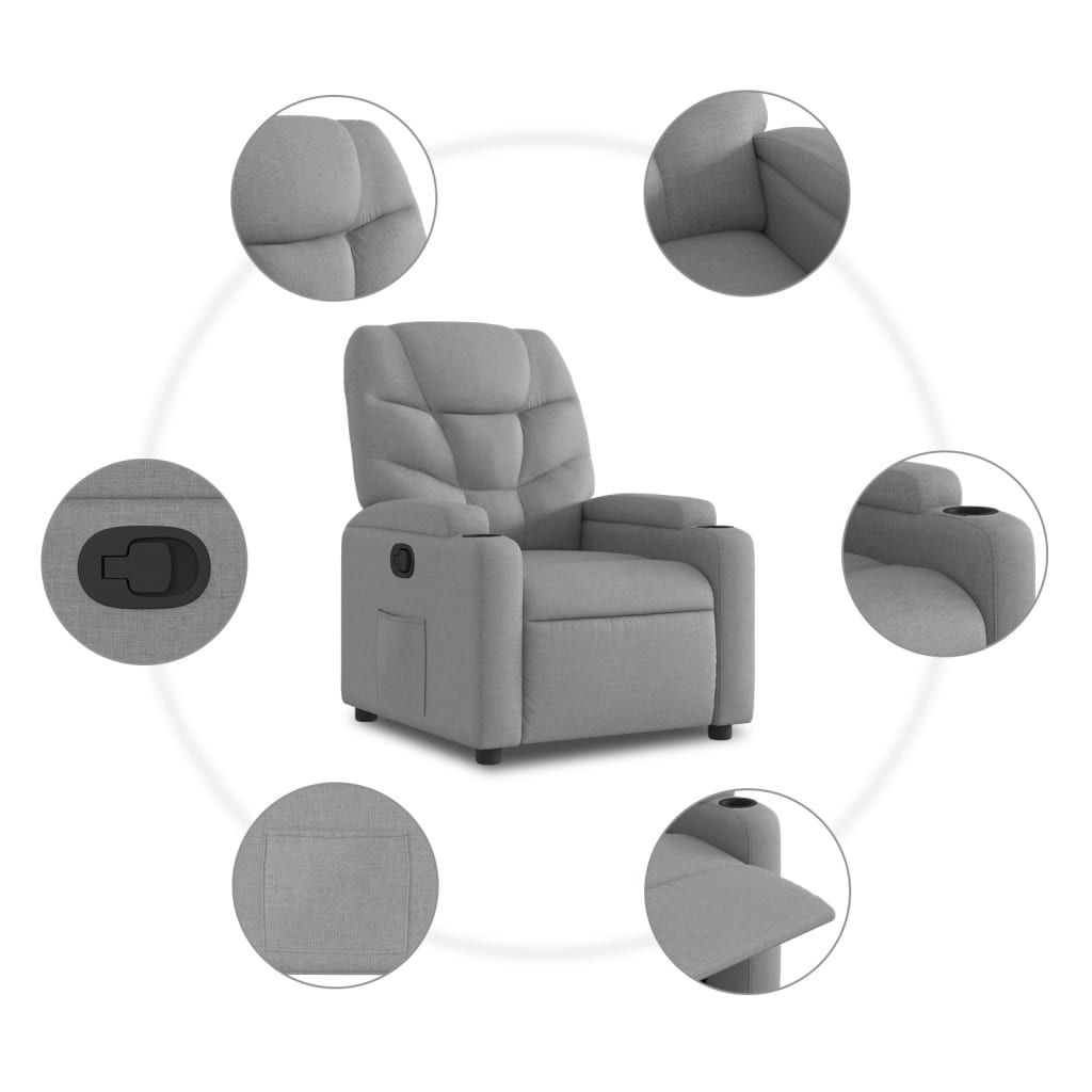 Relaxfauteuil lichtgrijze stof