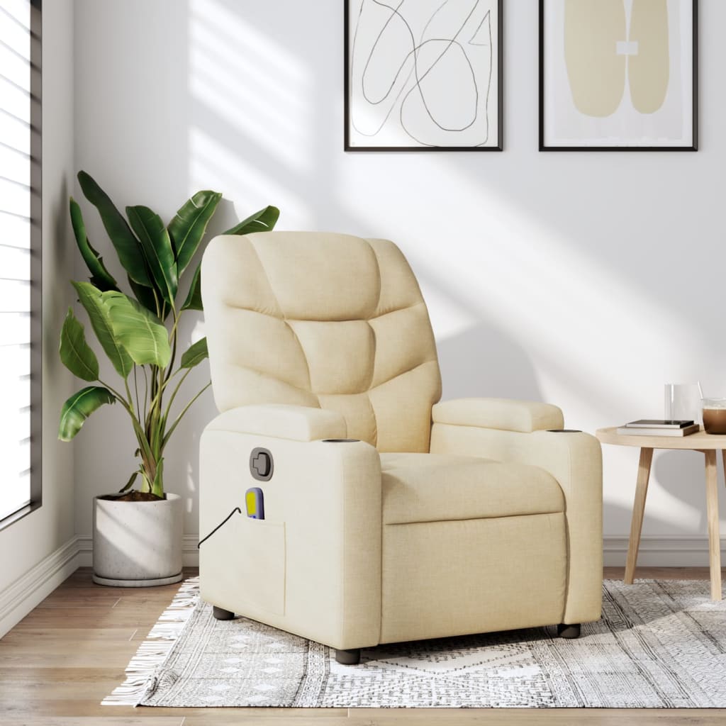 Massagestoel met crèmekleurige stof