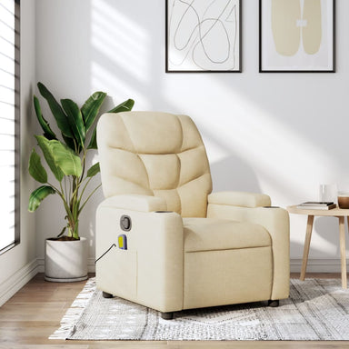 Massagestoel met crèmekleurige stof