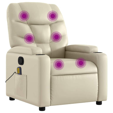 Massagestoel van kunstleer in crèmekleur