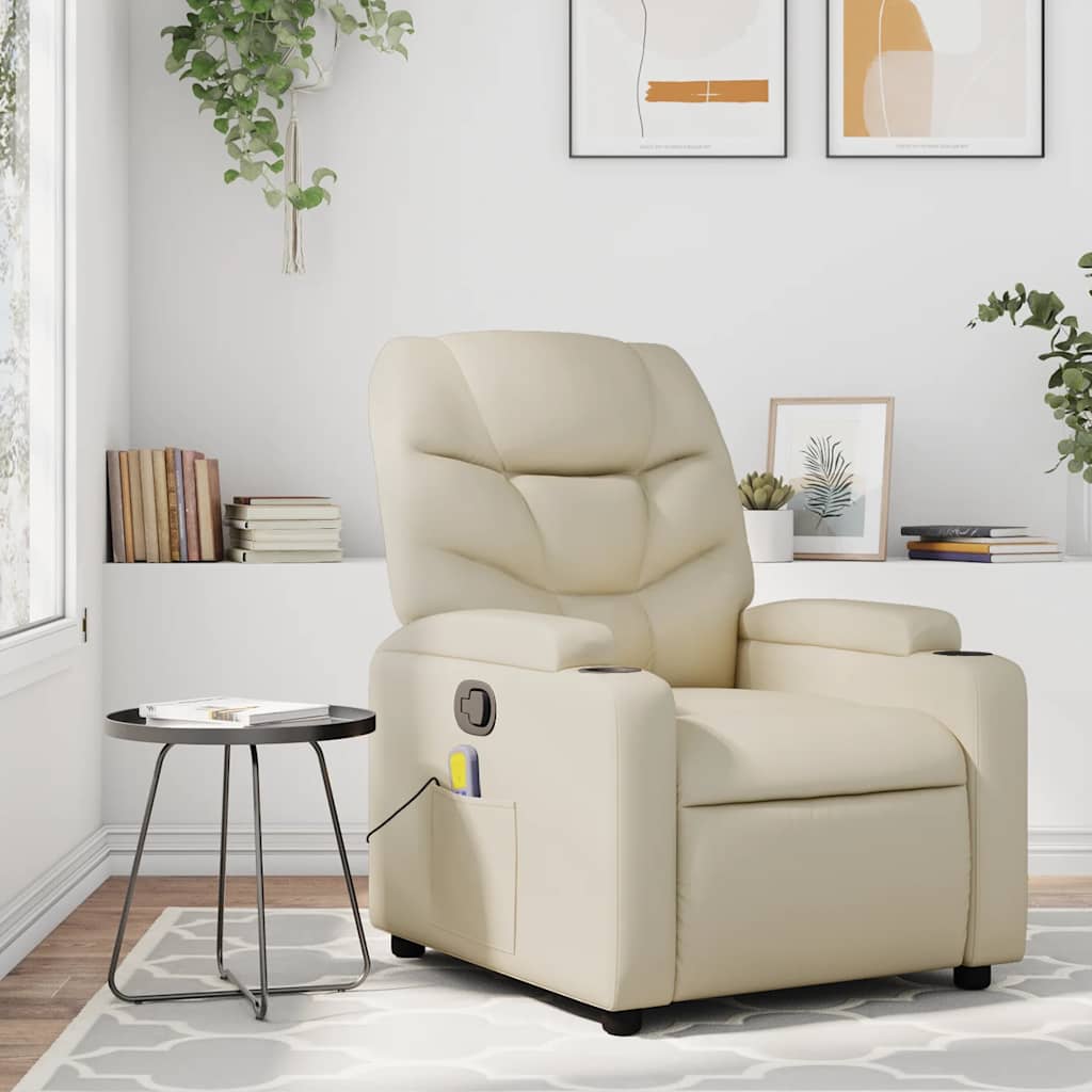 Massagestoel van kunstleer in crèmekleur