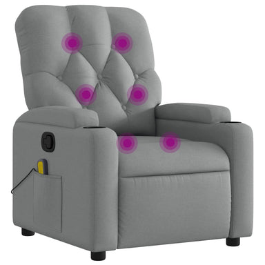 Massagestoel met lichtgrijze stof