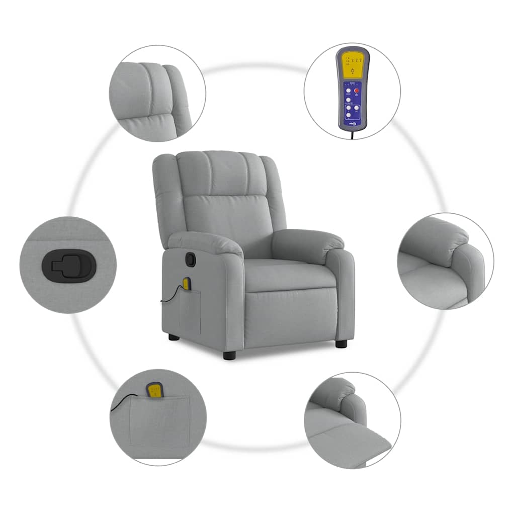 Massagestoel met lichtgrijze stof