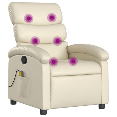Massagestoel van kunstleer in crèmekleur