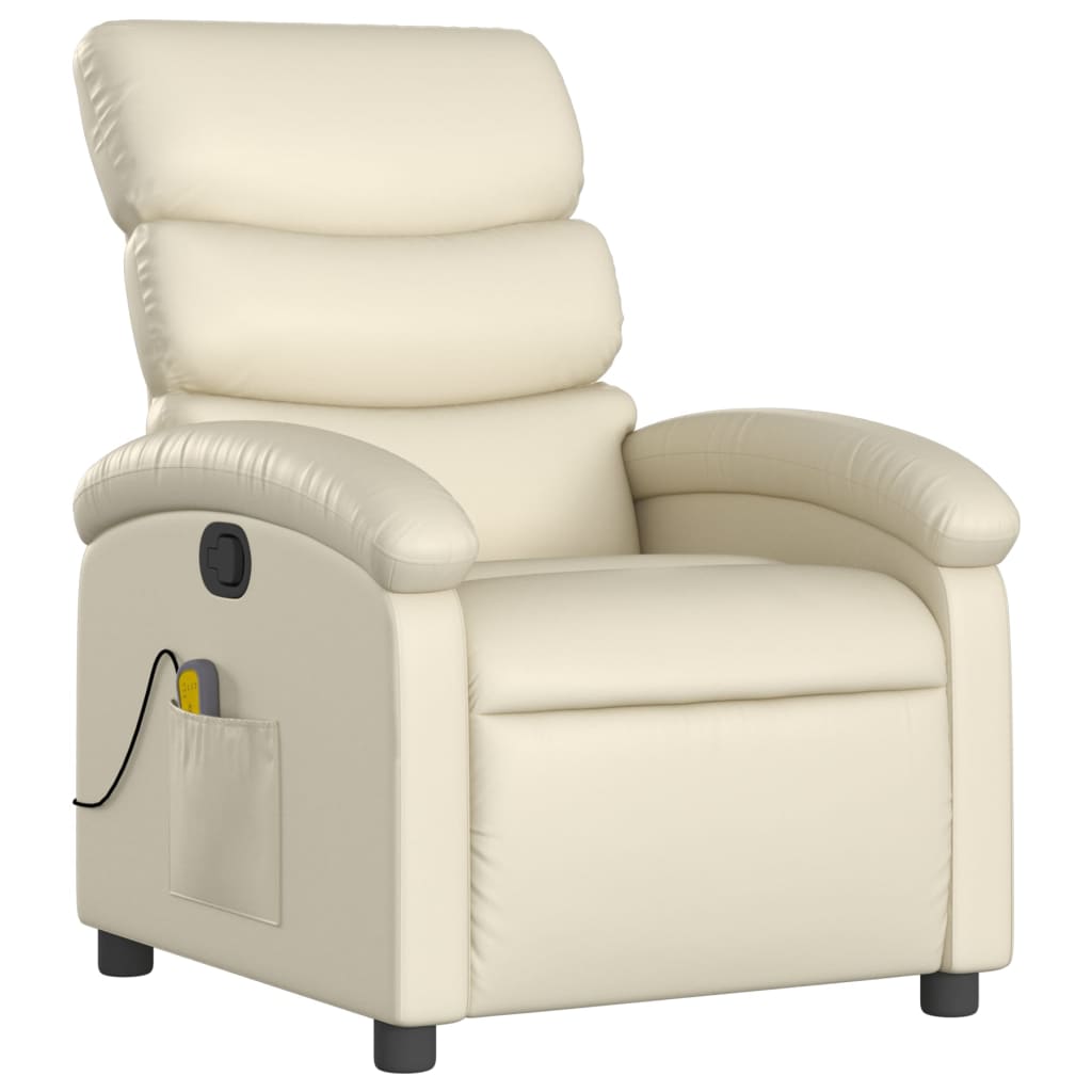 Massagestoel van kunstleer in crèmekleur