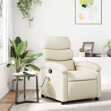 Massagestoel van kunstleer in crèmekleur