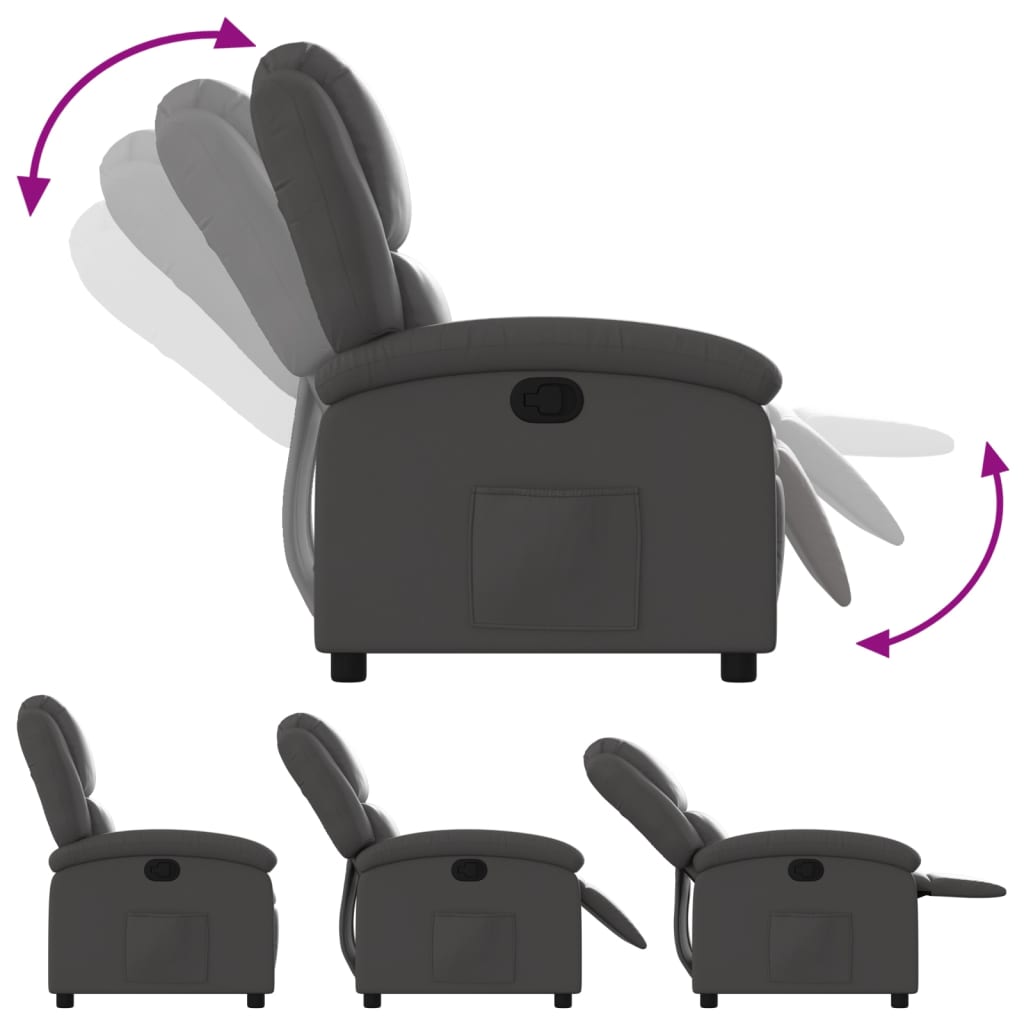Relaxfauteuil Grijs Echt Leer