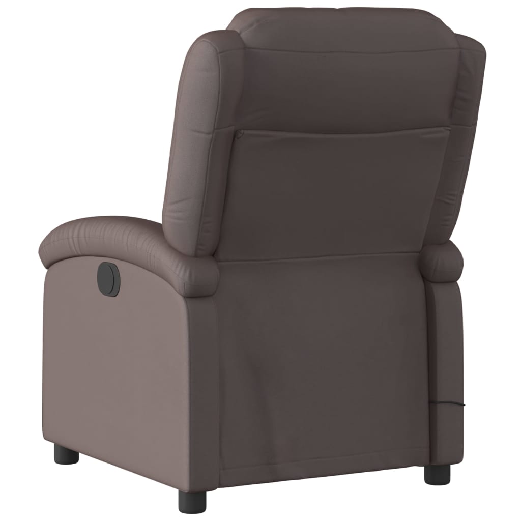 Massagestoel van echt leer, donkerbruin
