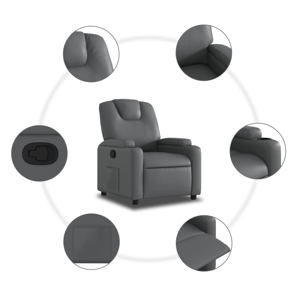 Relaxfauteuil grijs kunstleer