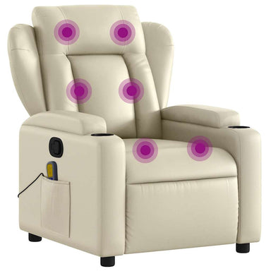 Massagestoel van kunstleer in crèmekleur