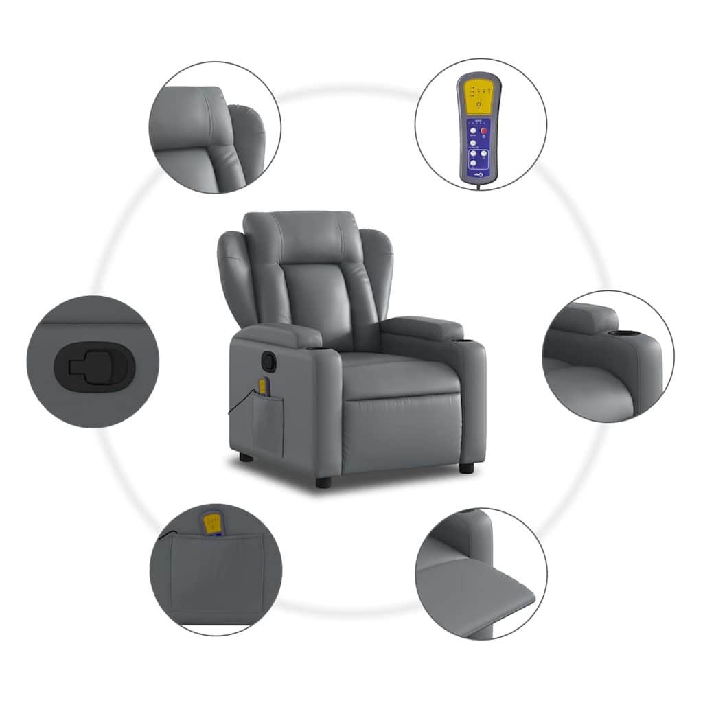 Massagestoel van grijs kunstleer