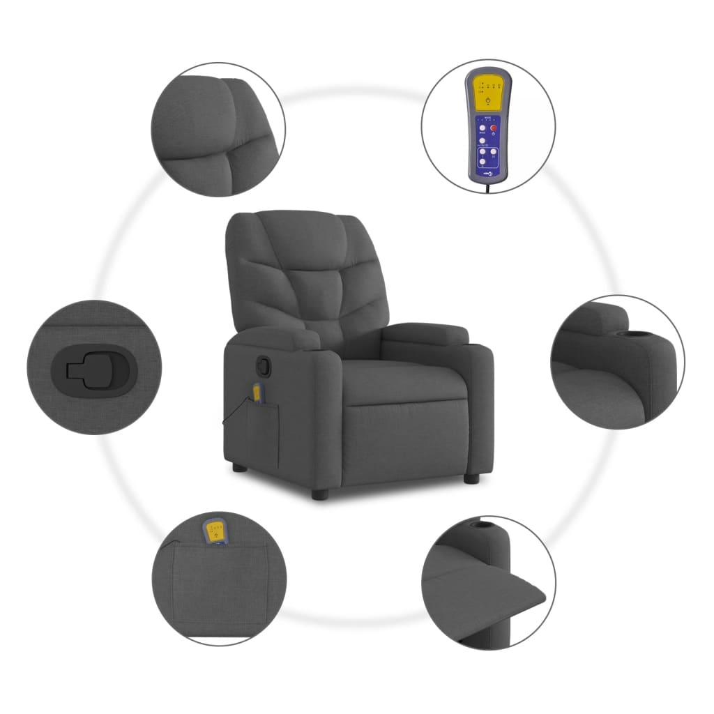 Massagestoel in donkergrijze stof