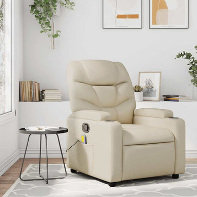 Massagestoel van kunstleer in crèmekleur