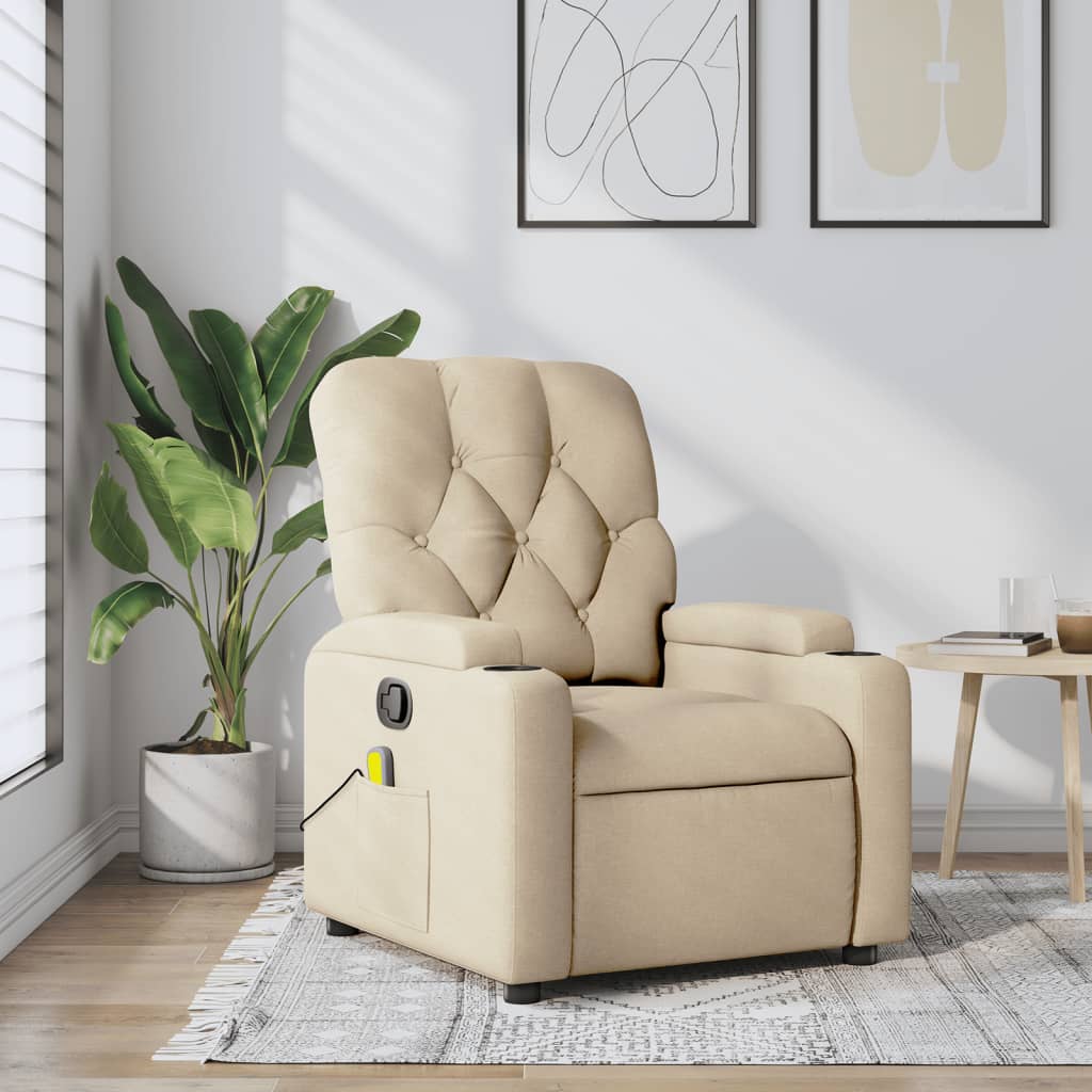 Massagestoel met crèmekleurige stof