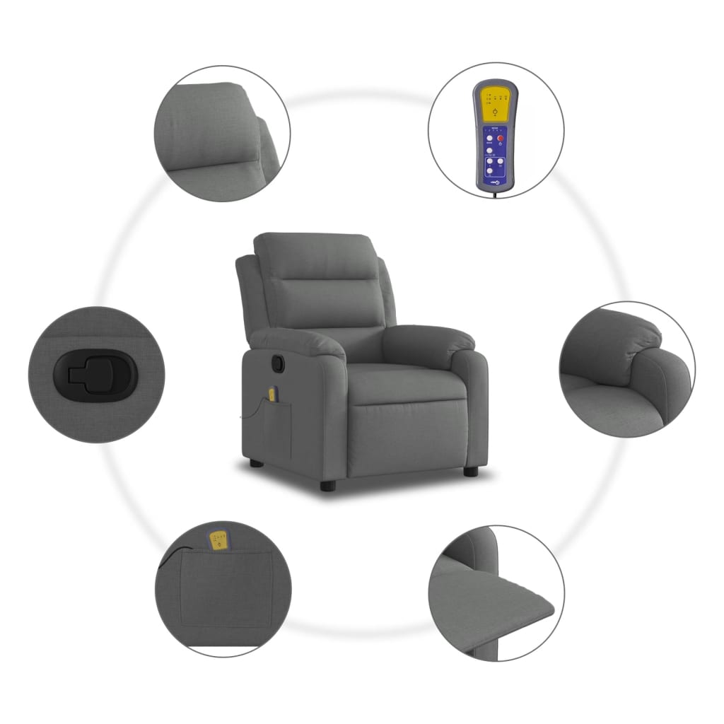 Massagestoel in donkergrijze stof
