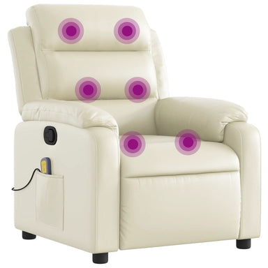 Massagestoel van kunstleer in crèmekleur