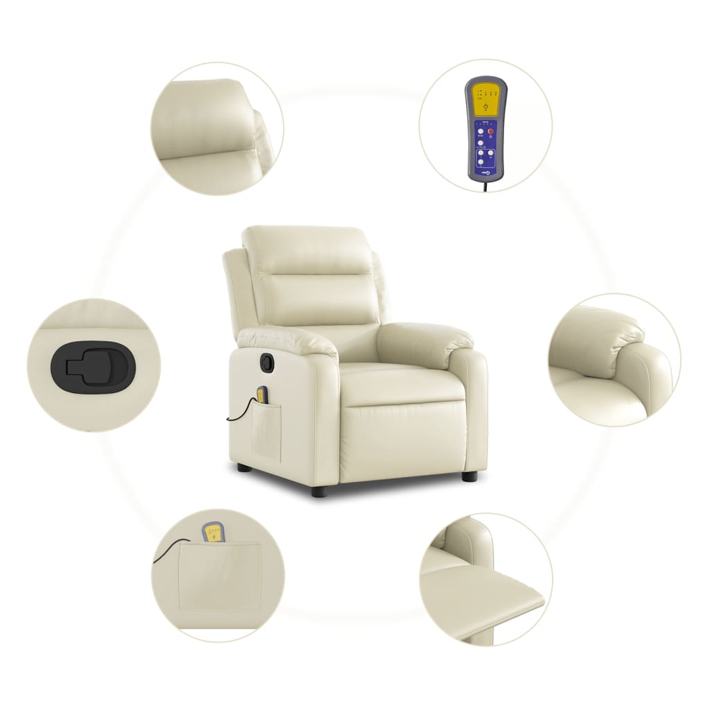 Massagestoel van kunstleer in crèmekleur