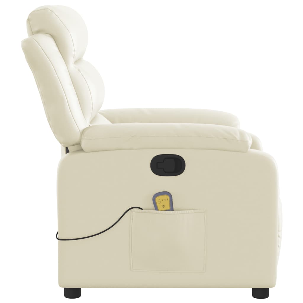 Massagestoel van kunstleer in crèmekleur