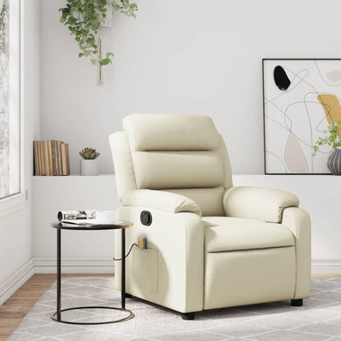 Massagestoel van kunstleer in crèmekleur