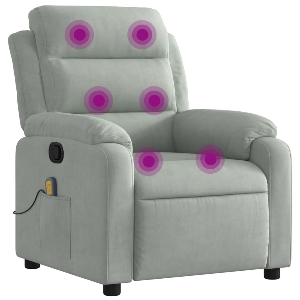 Massagestoel lichtgrijs fluweel