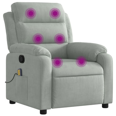 Massagestoel lichtgrijs fluweel