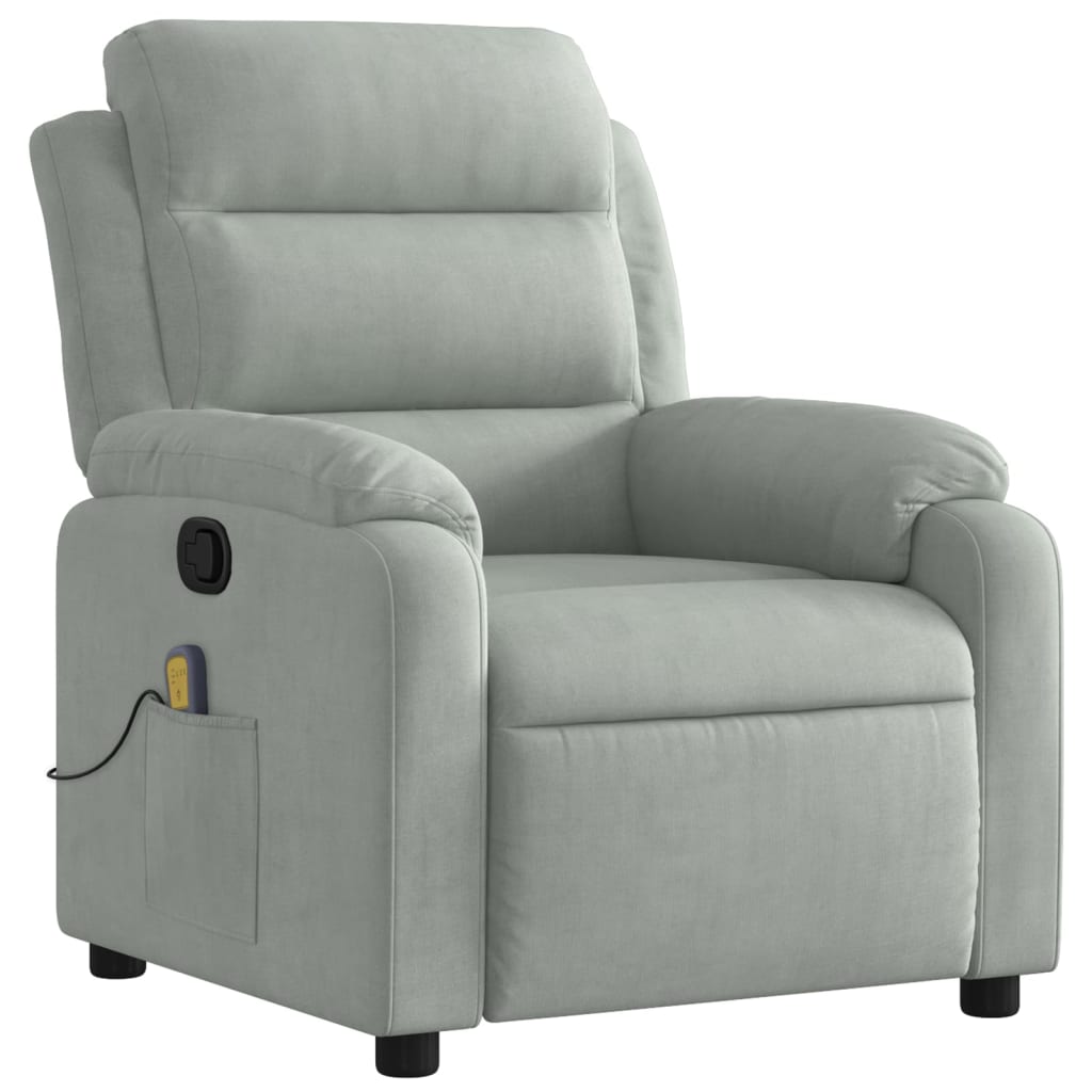 Massagestoel lichtgrijs fluweel