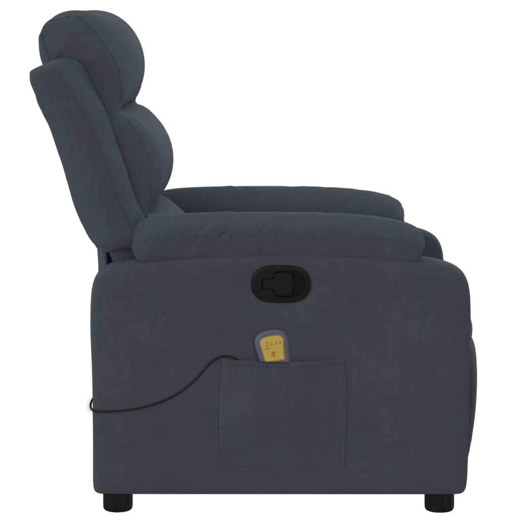 Massagestoel in donkergrijs fluweel