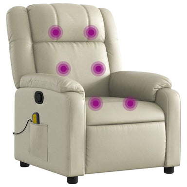 Massagestoel van kunstleer in crèmekleur