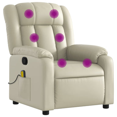 Massagestoel van kunstleer in crèmekleur