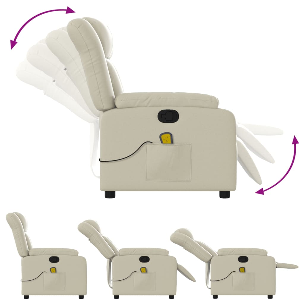 Massagestoel van kunstleer in crèmekleur