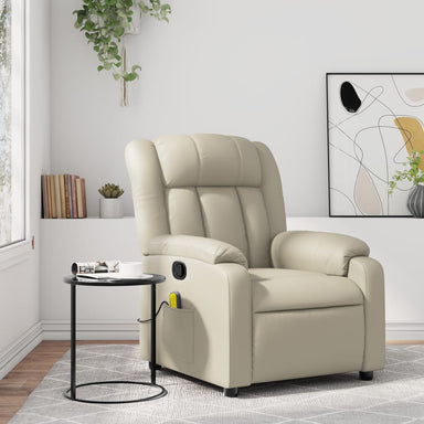 Massagestoel van kunstleer in crèmekleur