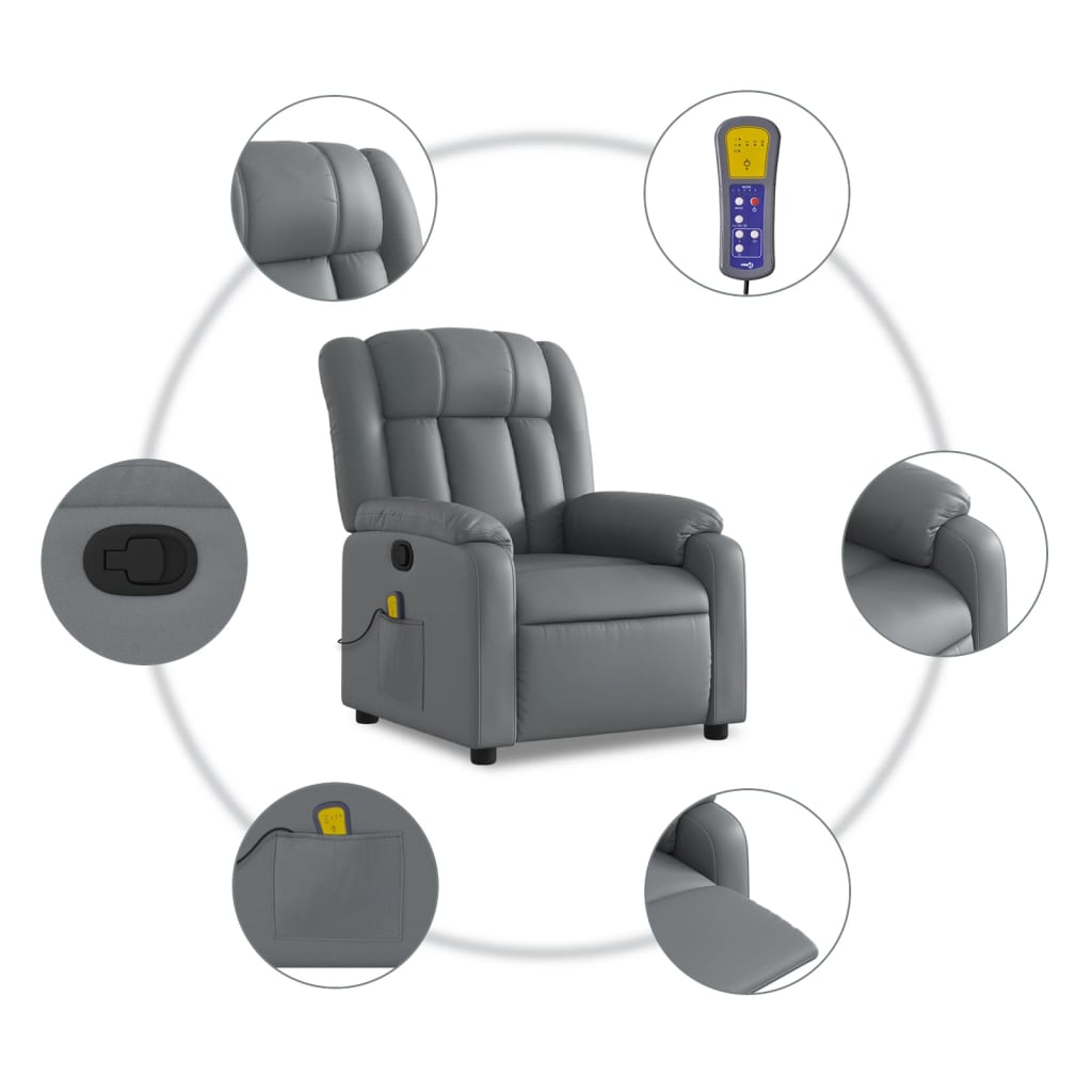 Massagestoel van grijs kunstleer