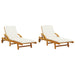 Ligbedden 2 st met kussens 200x68x83 cm massief acaciahout