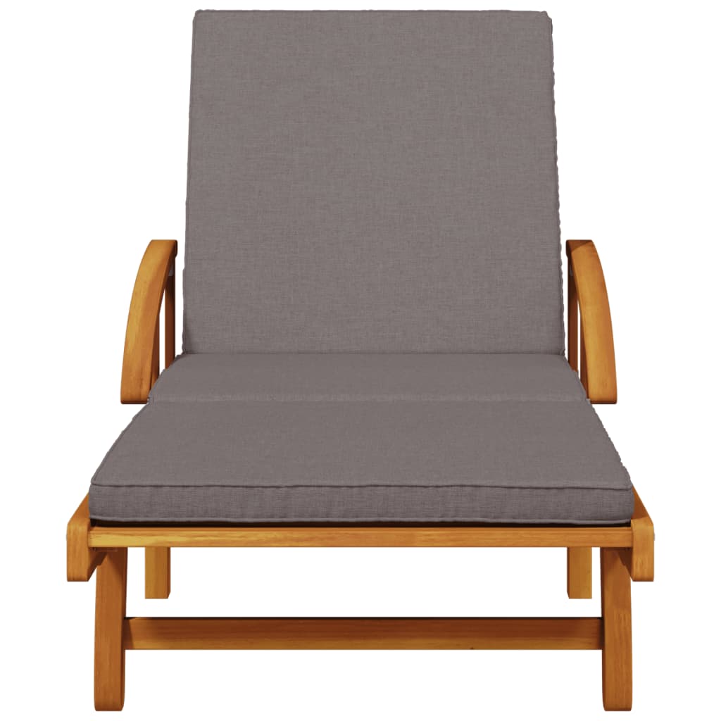 Ligbedden 2 st met kussens 200x68x83 cm massief acaciahout