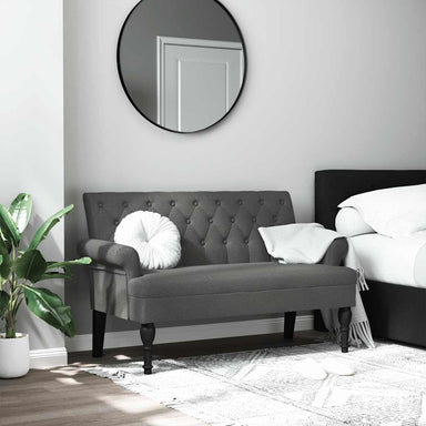 Bank met rugleuning donkergrijs 120x62x75,5 cm stof