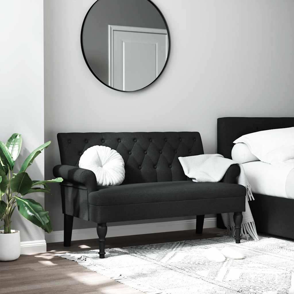 Bank met rugleuning zwart 120x62x75,5 cm stof