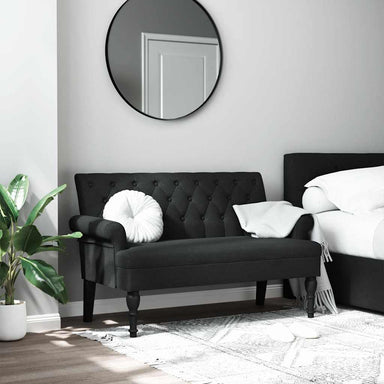 Bank met rugleuning zwart 120x62x75,5 cm stof