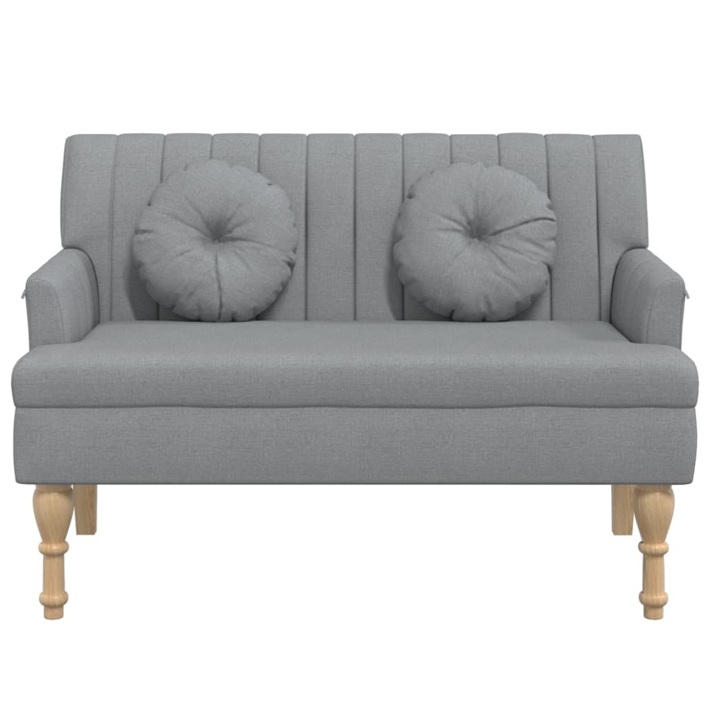 Bankje met kussens 113x64,5x75,5 cm stof lichtgrijs