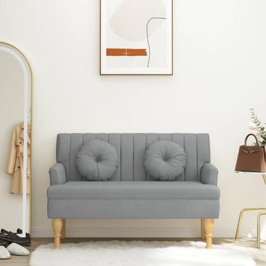 Bankje met kussens 113x64,5x75,5 cm stof lichtgrijs