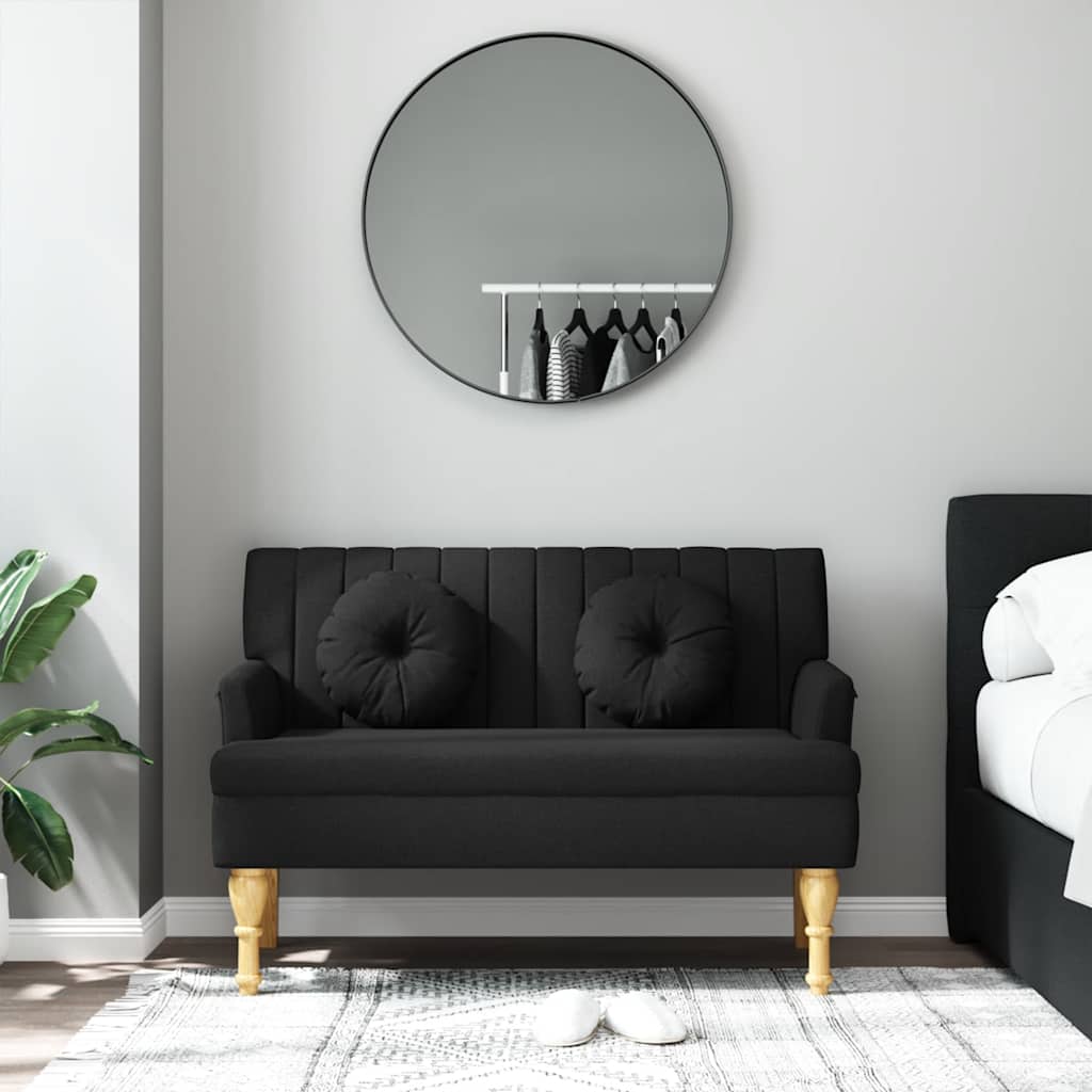 Bankje met kussens 113x64,5x75,5 cm stof zwart