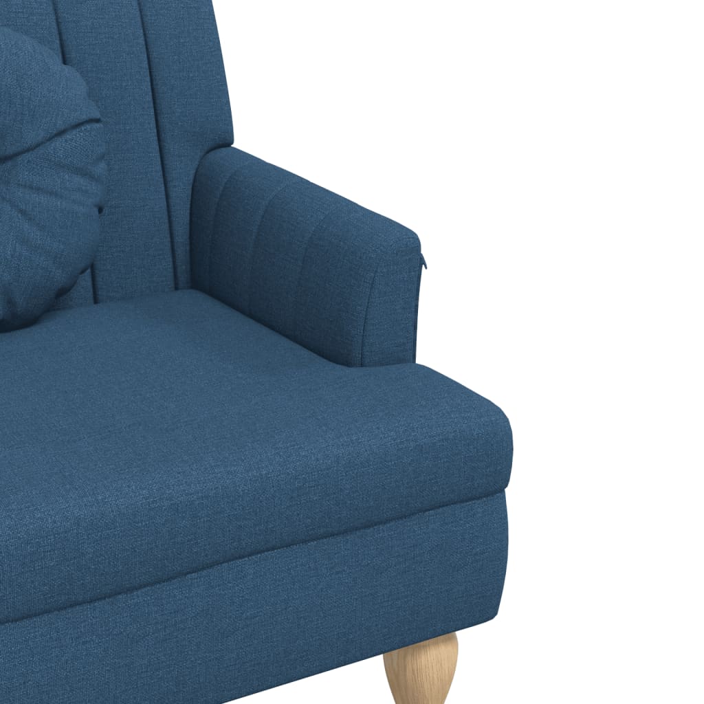 Bankje met kussens 113x64,5x75,5 cm stof blauw