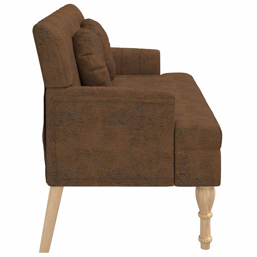 Bankje met kussens 113x64,5x75,5 cm kunstsuèdeleer bruin