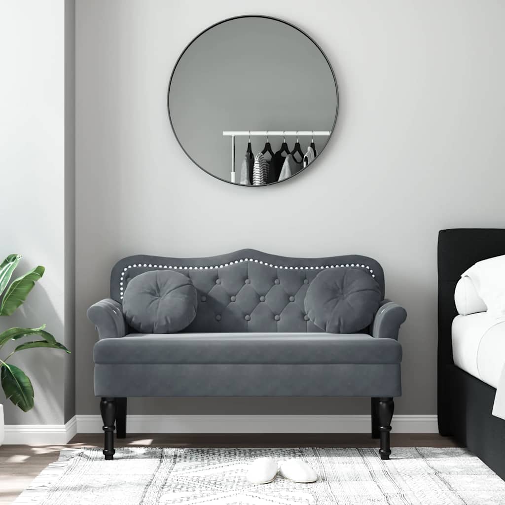 Bank met kussens donkergrijs 120,5x65x75 cm fluweel