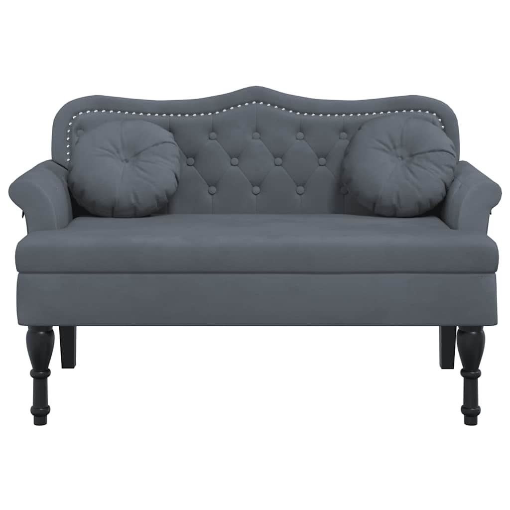 Bank met kussens donkergrijs 120,5x65x75 cm fluweel