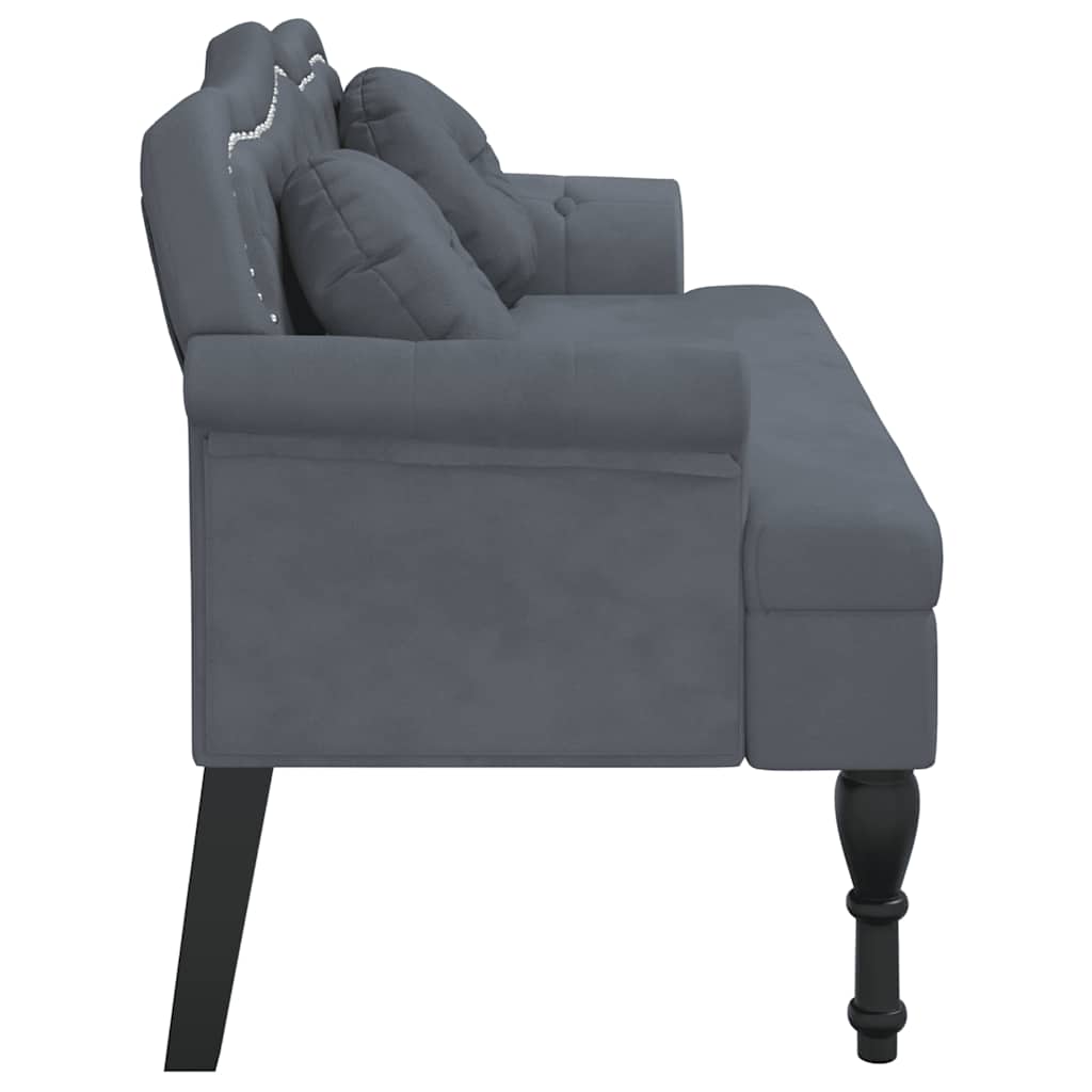 Bank met kussens donkergrijs 120,5x65x75 cm fluweel