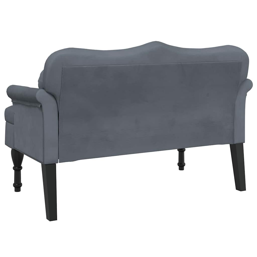 Bank met kussens donkergrijs 120,5x65x75 cm fluweel